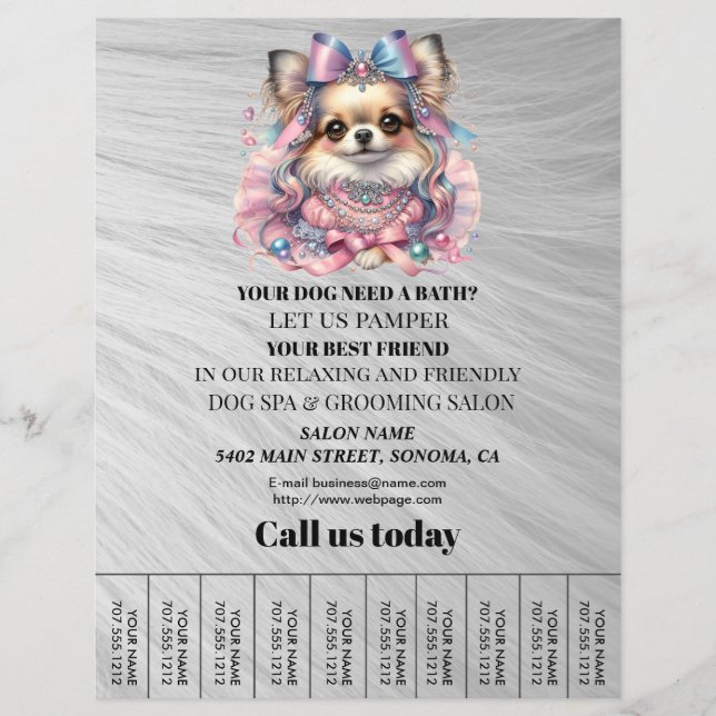 Dog grooming business personalized flyer (Front)