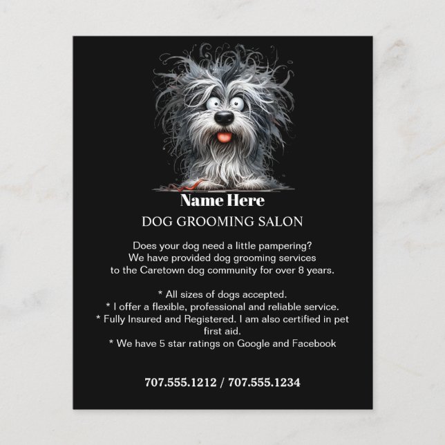 Dog grooming business personalized flyer (Front)