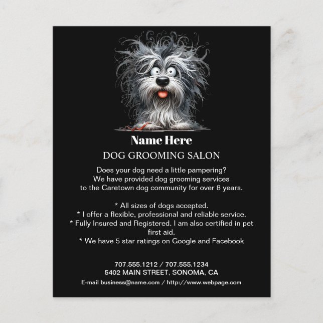 Dog grooming business personalized flyer (Front)