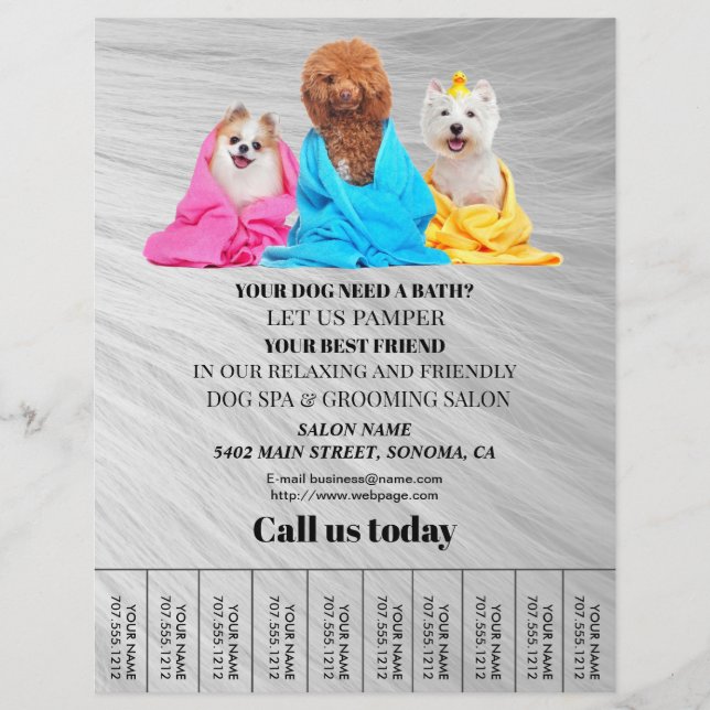Dog grooming business personalized flyer (Front)