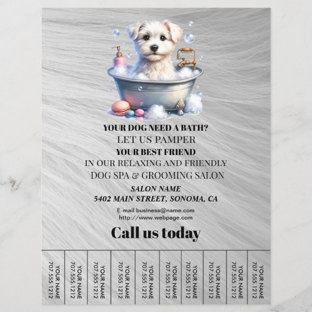 Dog grooming business personalized flyer (Front)