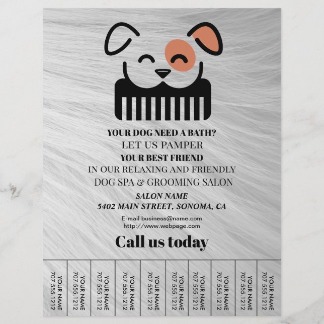 Dog grooming business personalized flyer (Front)