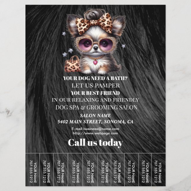 Dog grooming business personalized flyer (Front)