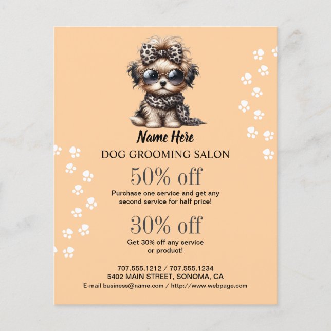 Dog grooming business personalized flyer (Front)