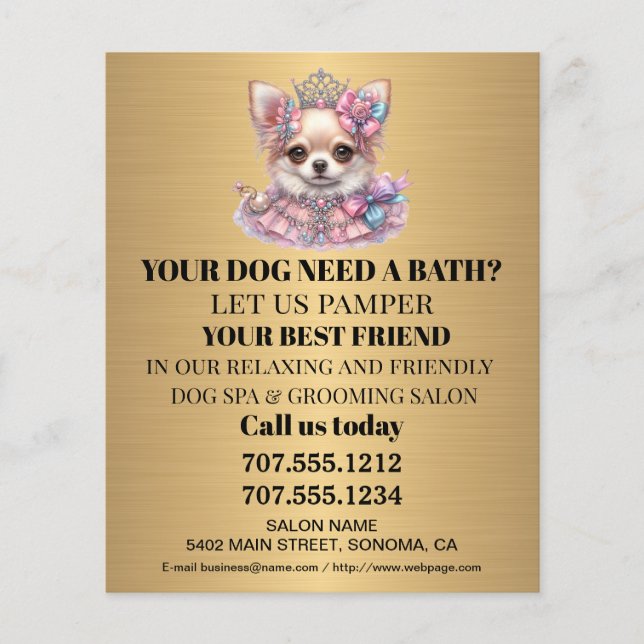 Dog grooming business personalized flyer (Front)