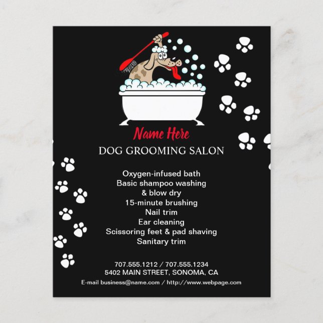 Dog grooming business personalized flyer (Front)