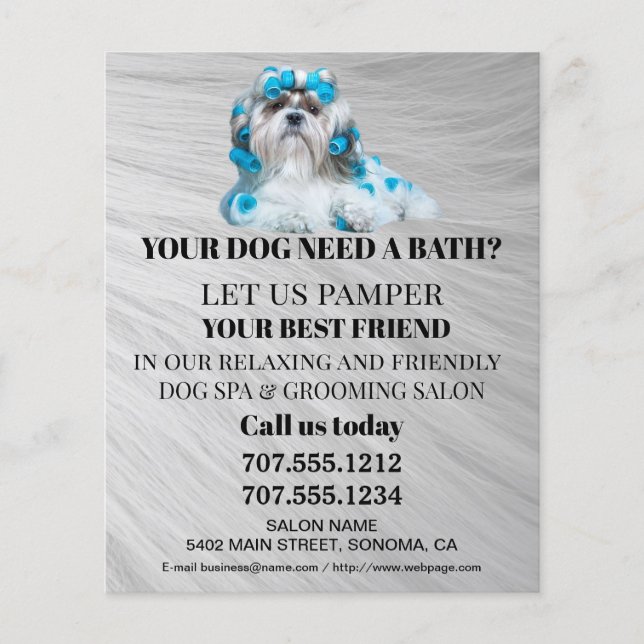 Dog grooming business personalized flyer (Front)