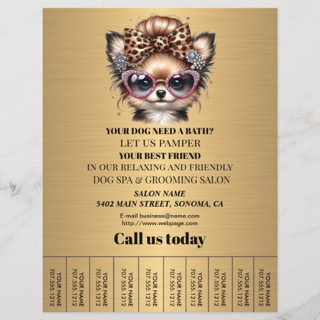 Dog grooming business personalized flyer (Front)
