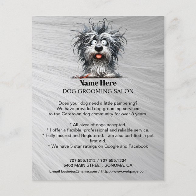 Dog grooming business personalized flyer (Front)