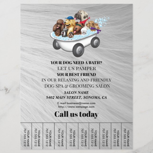 Dog grooming business personalized flyer (Front)