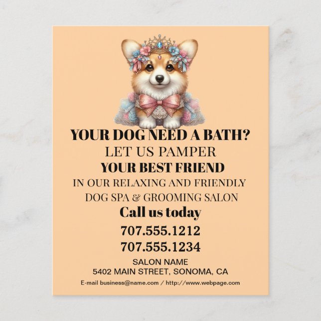 Dog grooming business personalized flyer (Front)
