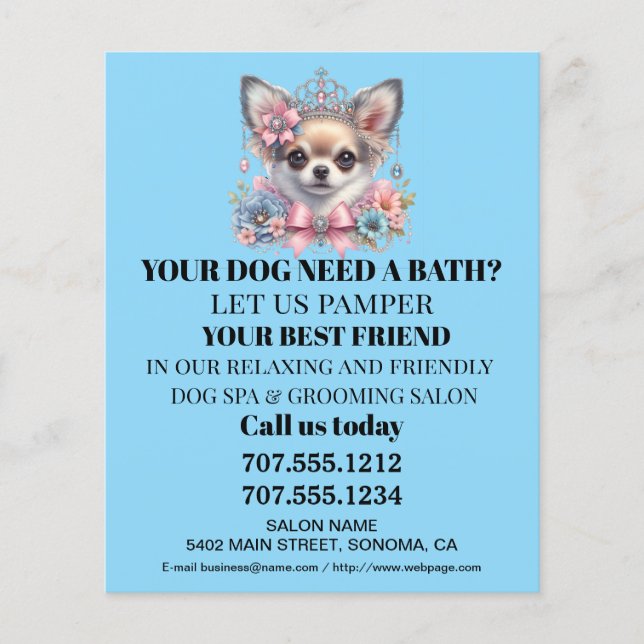 Dog grooming business personalized flyer (Front)