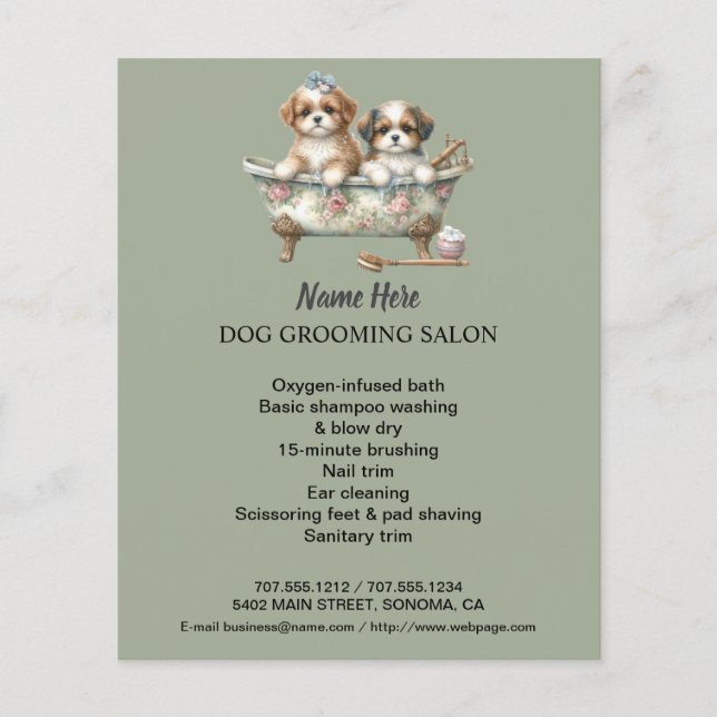 Dog grooming business personalized flyer (Front)