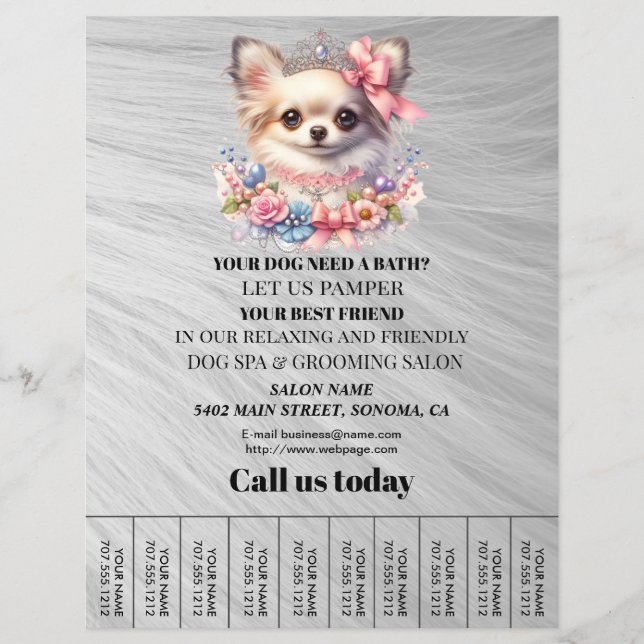 Dog grooming business personalized flyer (Front)