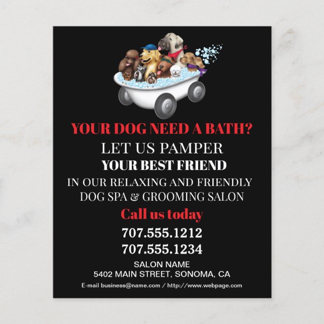 Dog grooming business personalized flyer (Front)