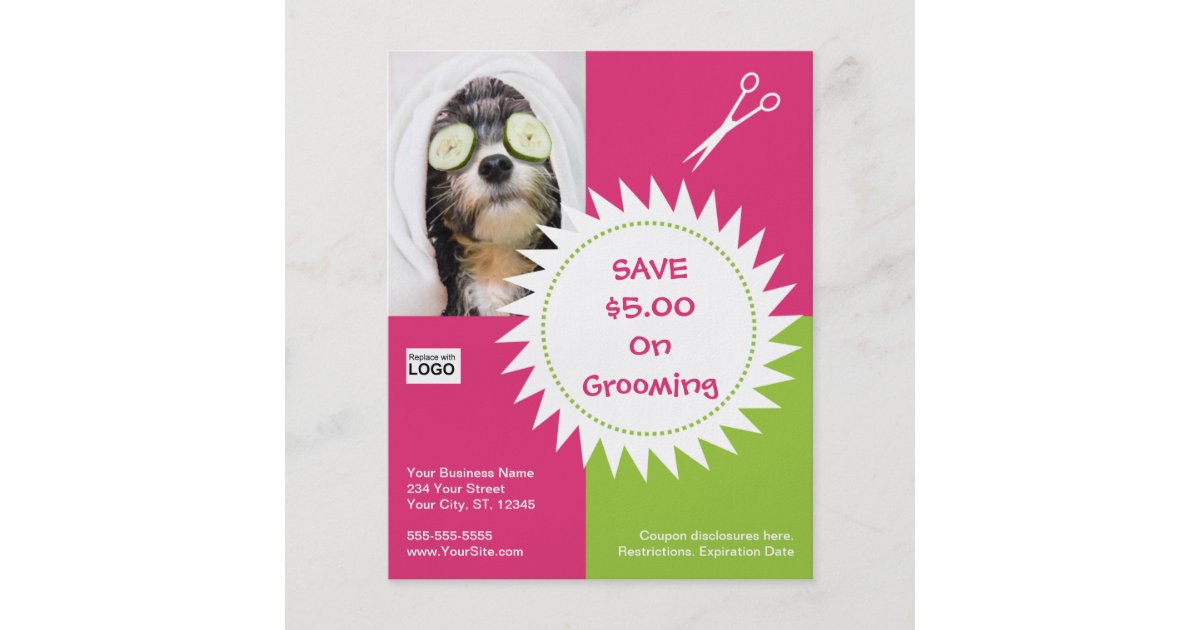 Dog grooming coupon flyer Zazzle