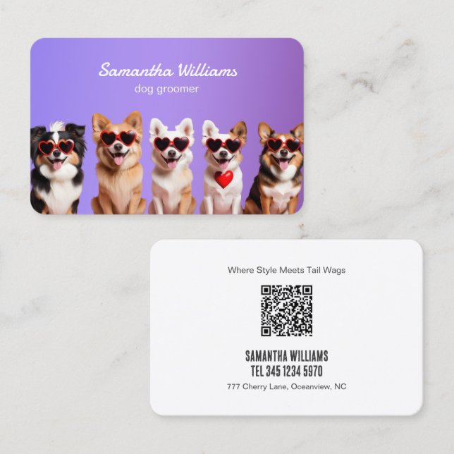 🐾 Dog Grooming Custom QR Business Card (Front/Back)