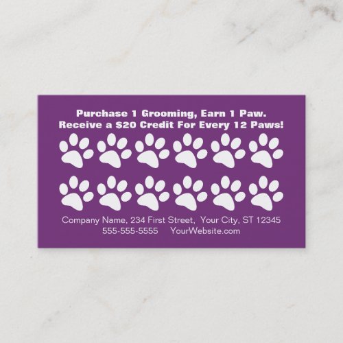 Dog Grooming Customer Loyalty Card