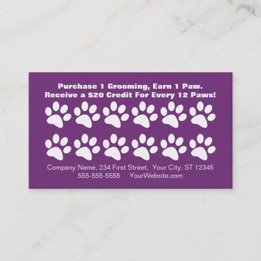 Customizable Dog Grooming Customer Loyalty Card Business Card Template