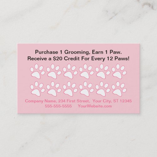 Dog Grooming Customer Reward Card