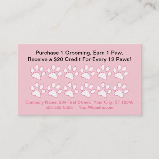 Customizable Dog Grooming Customer Reward Card Business Card
