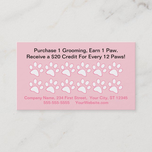 Dog Grooming Customer Reward Card (Front)