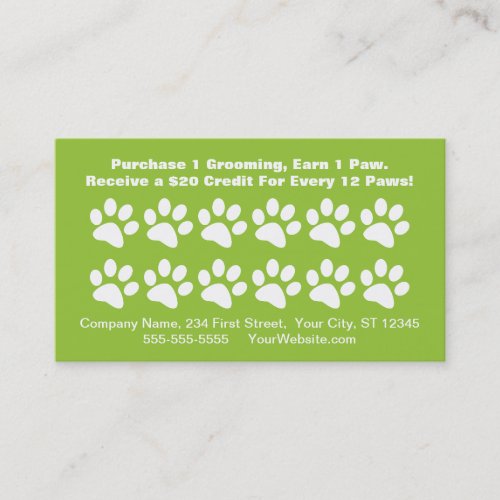 Dog Grooming Customer Reward Card - Loyalty Card Business Card Template