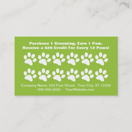 Customizable Dog Grooming Customer Reward Card - Loyalty Card Business Card Template