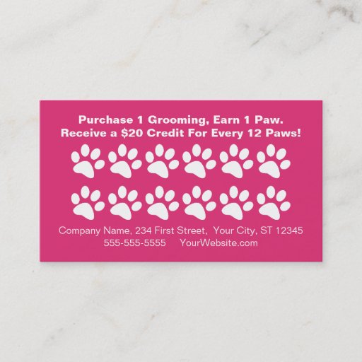 Customizable Dog Grooming Customer Rewards Card - Loyalty Card Business Card Template