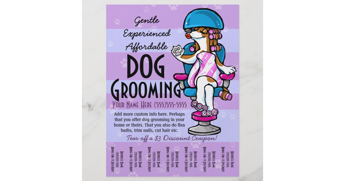 Dog Grooming. Customizable Promotional Tear sheet