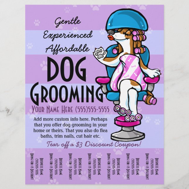 Dog Grooming. Customizable Promotional Tear sheet (Front)