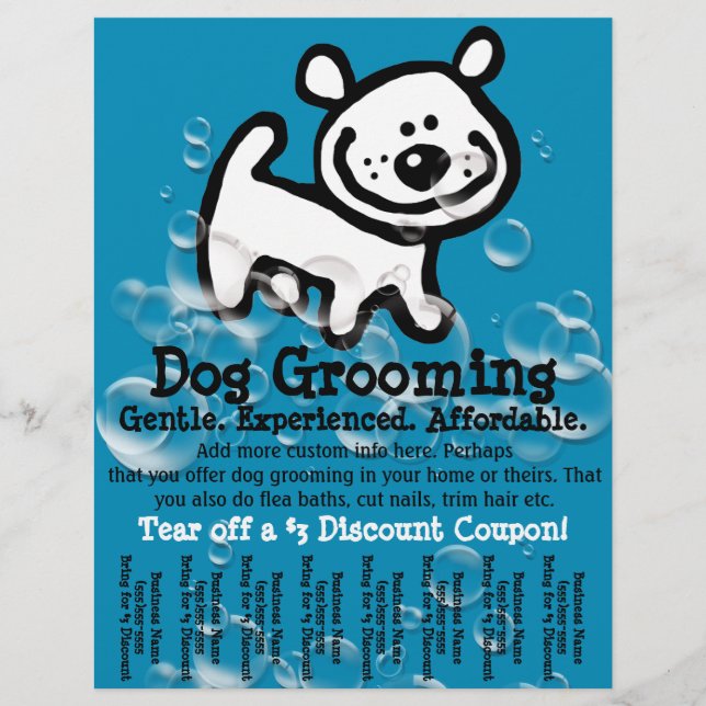Dog Grooming. Customizable Promotional Tear sheet (Front)