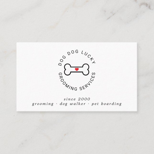 Dog grooming dog bone business card (Front)