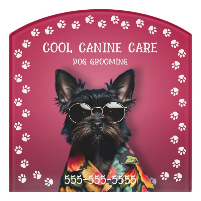 Dog Grooming Door Sign (Contour Front)