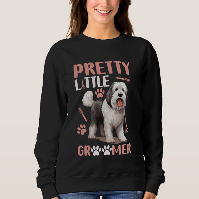 Dog Grooming Funny Pretty Little Groomer Pet Groom Sweatshirt (Front)
