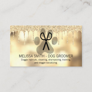 Dog Grooming   Glitter Drip Boke Business Card