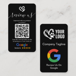 Dog Grooming Google Review Request Logo & QR Code Business Card