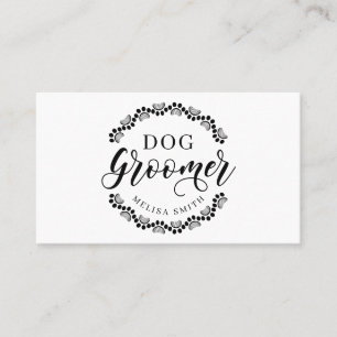 Dog grooming in shape of a circle-editable color business card