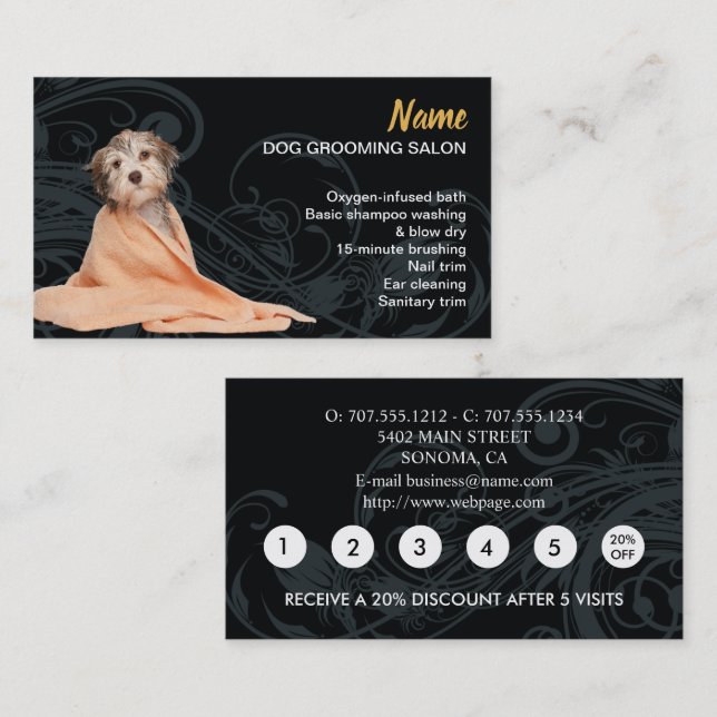 Dog grooming Loyalty Discount Business Card (Front/Back)