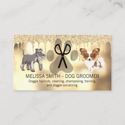 Dog Grooming  Luxury Glitter Drip Business Card