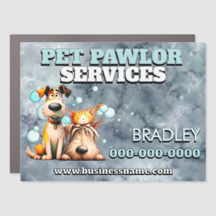 Dog grooming mobile business marble luxury pet spa car magnet