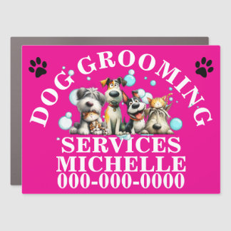 Dog grooming mobile doggy care DIY hot pink Car Magnet