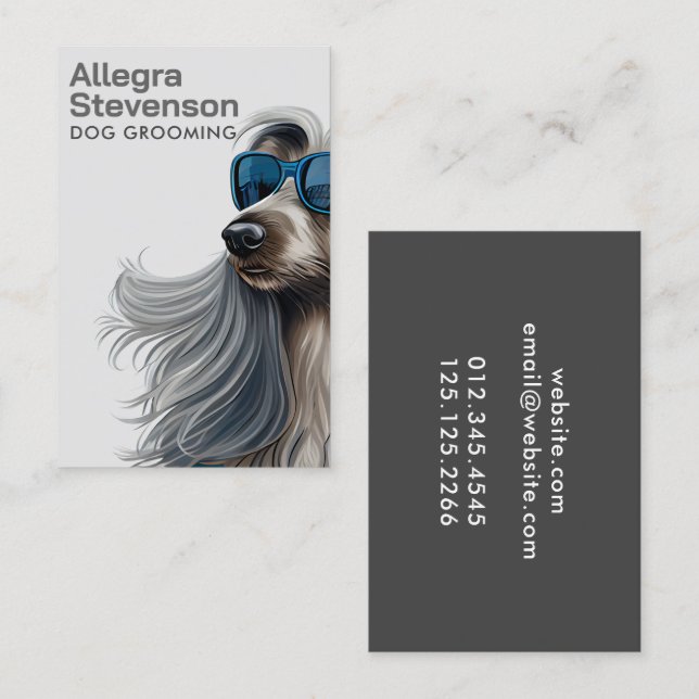 Dog Grooming Modern Simple Typography  Business Card (Front/Back)
