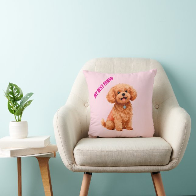 Dog Grooming Personalized Modern Collection Throw Pillow (Chair)