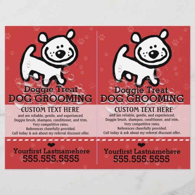Dog Grooming.Pet Groomer.2 for 1.Customizable. Flyer (Front)