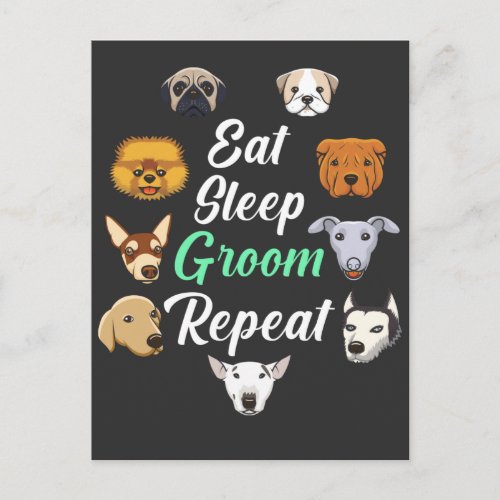 Dog Grooming Pet Salon Adorable Puppy Groomer Postcard