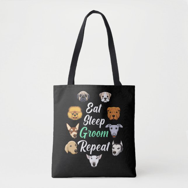 Dog Grooming Pet Salon Adorable Puppy Groomer Tote Bag (Front)