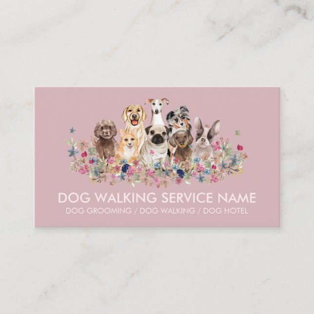 Dog Grooming Pet Service Cute Business Card (Front)