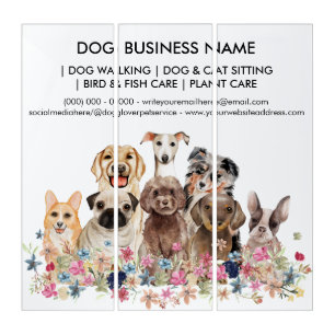 Dog grooming pet sitters Canine walker business Triptych