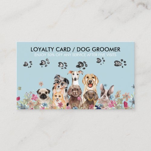Dog Grooming Petsitter Sale Loyalty Paw punch Business Card
